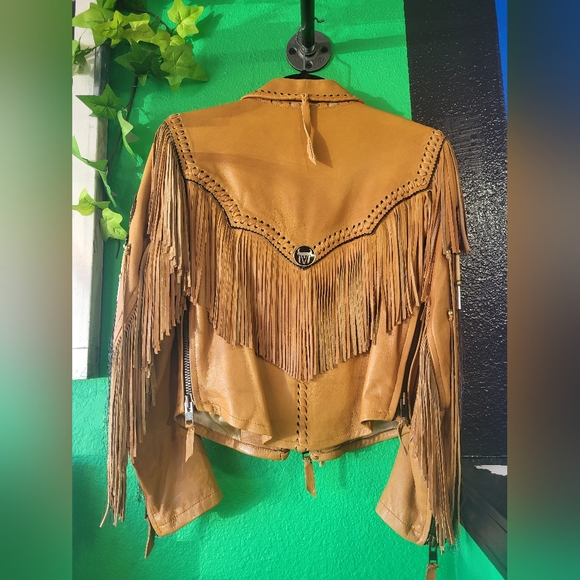 NEVER WORN VINTAGE ONE OF A KIND HANDMADE REAL LEATHER FRINGE WESTERN JACKET - Picture 8 of 11